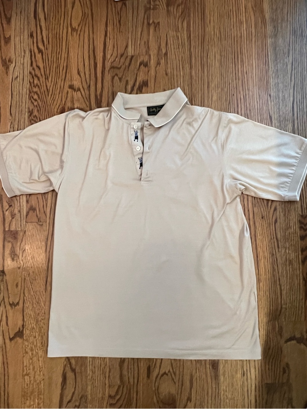 100% Cotton Vintage Bobby Jones Men's Polo Shirt in Light Beige with Golfer Trim